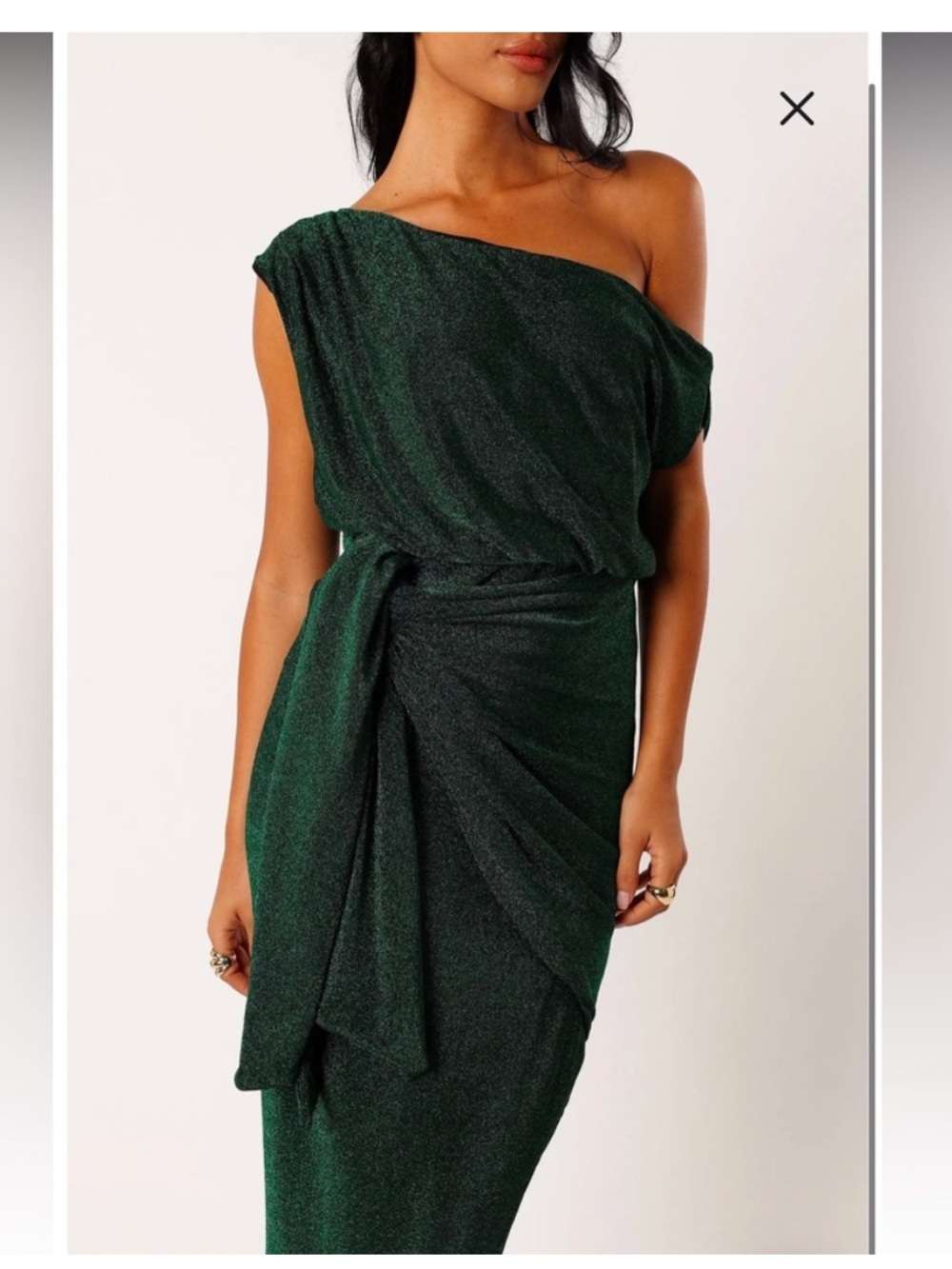 Petal & Pup Shimmering Emerald Green Cowl Neck Maxi Dress